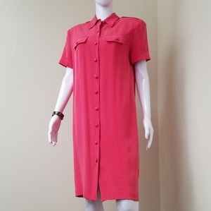 Patrick Gorgeous Pink Button Down Shirt Dress Size 8
